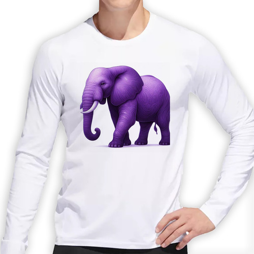 Remera Hombre Ml Elefante Dibujo Violeta Hermoso Arte