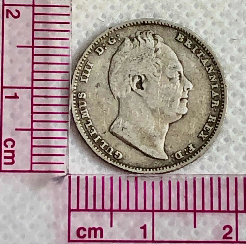 Moneda De Plata Gran Bretaña De 6 Pence Año 1834 William Iv (Usado)