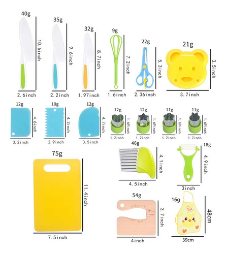 Zlj Xj Cuchillo Infantil, Juego Cuchillos Cocina Para