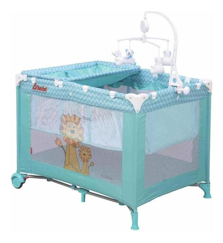 Cuna Corral D Bebe Zoo Baby Movil Musical Color Azul