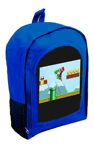 Mochila Azul Infantil  Nena Nene Mario Bros Tt923