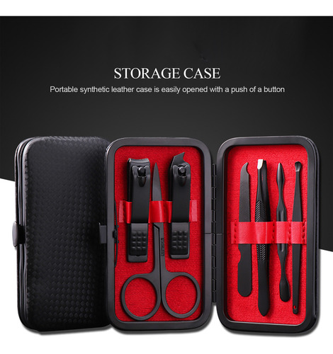 Set De 7 Piezas Con Estuche, Set De Cortaúñas Profesional Pa