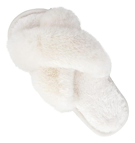 Aruoy Fuzzy Slippers For Women-cross Band Cozy House Home