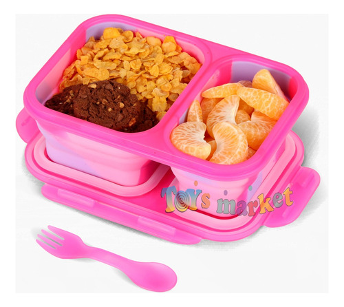 Imagen 6 de 8 de Lunchera Plegable Con Cubiertos Vianda De Silicona Footy