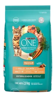 Alimento One Visible Nutrition Esterilizados para gato adulto sabor pollo y salmón en bolsa de 2kg