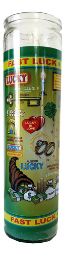 Vela Verde Fast Luck Soporte Vidrio 8  Alto