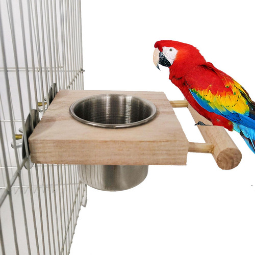 Comedero Para Pájaros, Soporte De Madera, Jaula Para Loros,