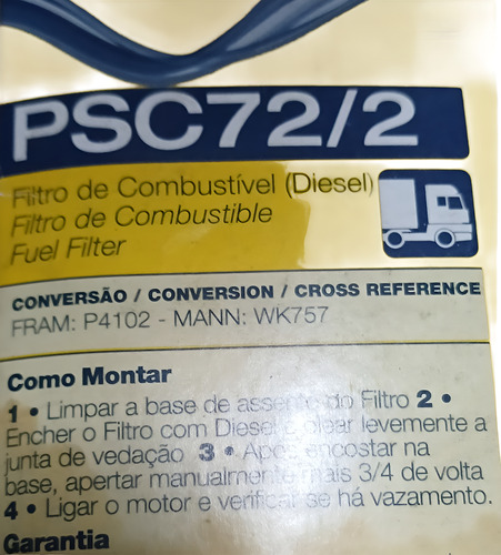 2 Filtro Combustível Psc72/2 Agrale 1100 Mwm D 229-3 1982-83
