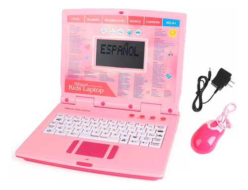 Computadora Juguete De Aprendizaje Bilingüe Español/inglés Color Rosa