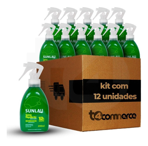 Kit Repelente Contra Insetos Sunlau Icaridina Max 200ml 12un