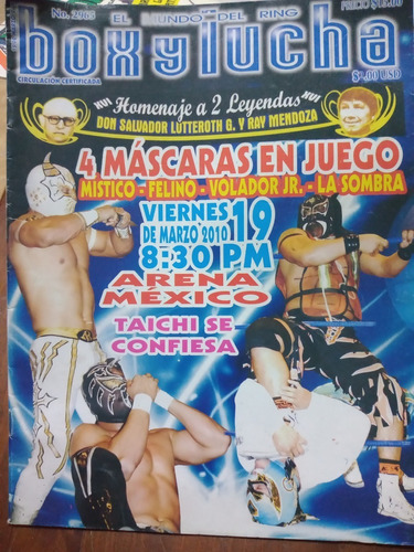 Mistico, Felino En Revista Box Y Lucha Volador Jr, La Sombra