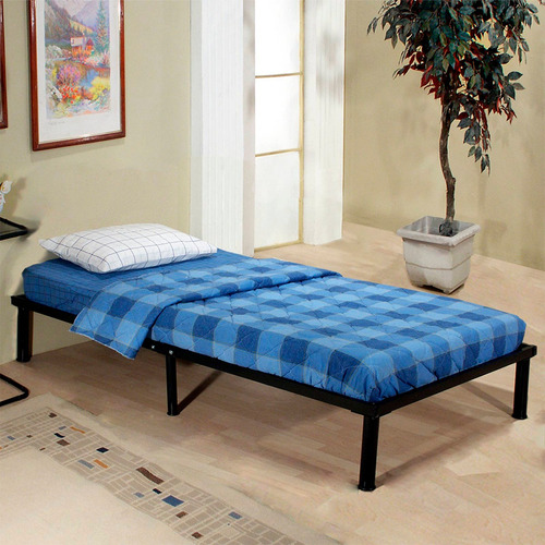 Base De Cama Individual Plegable 3020 De Acero Reforzado Color Negro