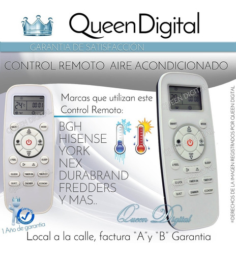 Control Remoto Aire Fedders Panavox Electrolux Bgh Hisense