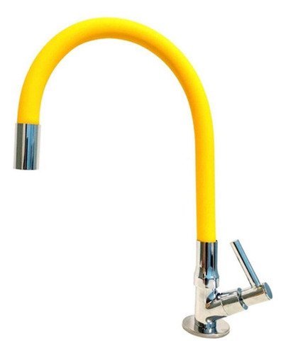 Torneira Tubo Gourmet Amarelo - Metal Cromado - 50cm