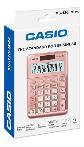 Imagen 3 de 7 de Calculadora De Escritorio Casio Ms-120fm-pk, Solar / Pila
