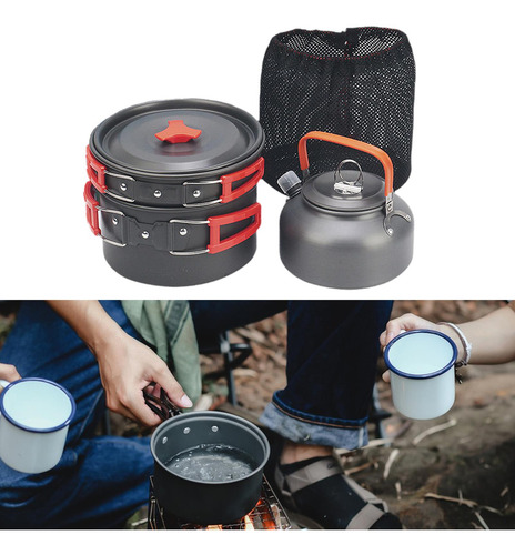 Juego De Cocción Para Acampar Kit De Cocina Mango Naranja