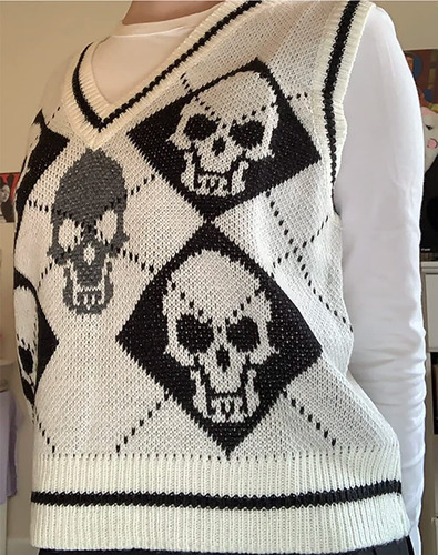 Suéter De Punto De Halloween Con Cuello En V Para Chaqueta T