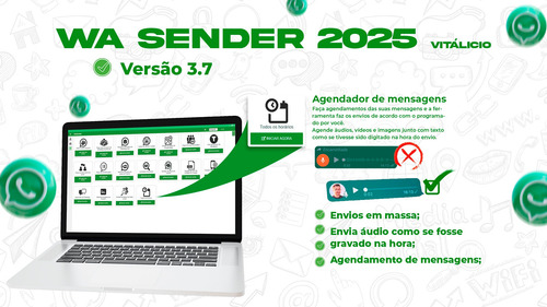 Wasender 3.7.0 + Revenda + Aulas + Bônus + Código Fonte