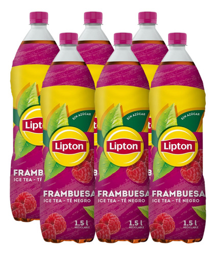 Ice Tea Negro Lipton Frambuesa 1.5 L Sin Azucar Pack 6 Und