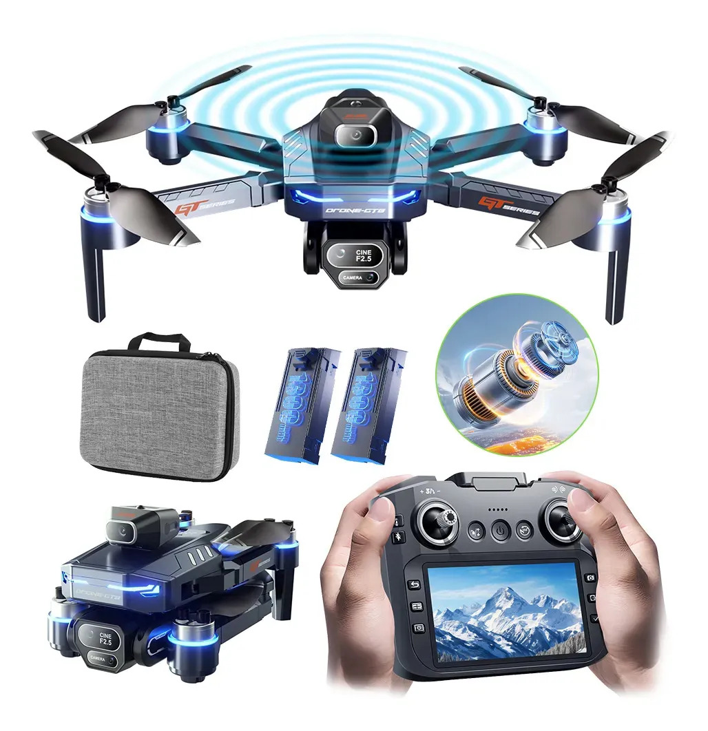 Gt8 Drone Profissional Camera Mini Drones Fpv Com Tela E Bag Preto