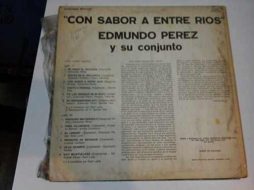 Vinilo 5396 - Con Sabor A Entre Rios - Edmundo Perez 