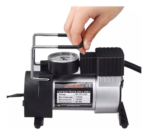 Compresor De Aire Mini Portátil Simple 12v - Multiuso Negro