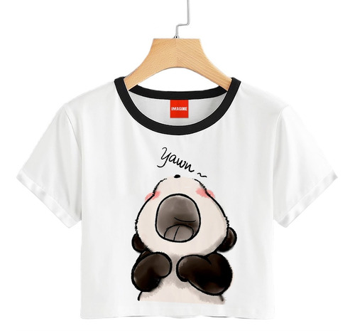 Blusa Dama Oso Panda Animales Colores Playera Crop #764