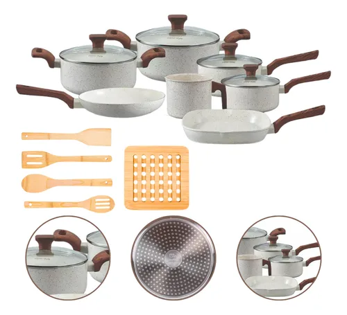 Jogo De Panelas Indução Mimo Cerâmica 12 Peças Mármol Cor  Marmol Mármore