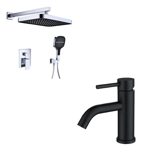 Grifo De Lavabo De Baño Y Sistema De Ducha Con Mano