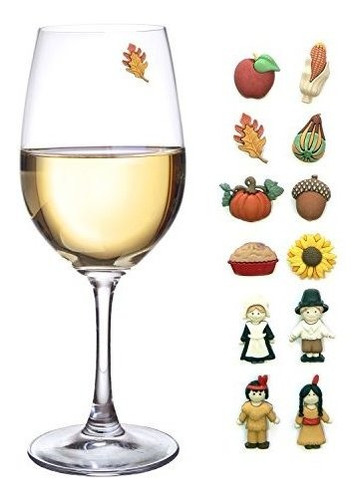 Accion De Gracias Magnetic Wine Glass Charms Juego De 12 Ma