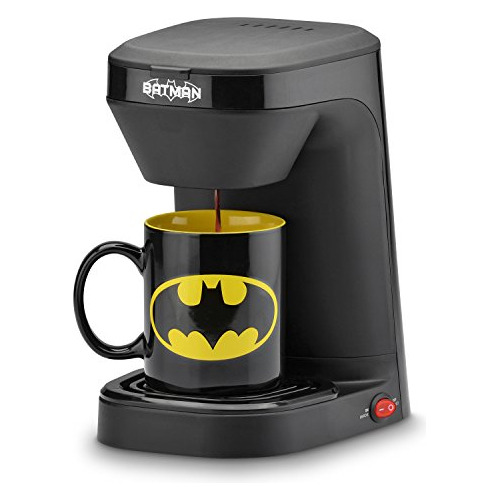 Cafetera Individual Batman Dc, 12 Oz, Negro/amarillo