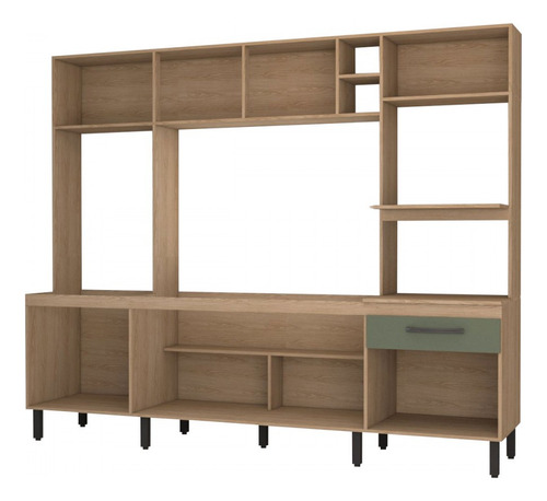 Cozinha Compacta Mavie 6 Portas 1 Gaveta Pistão Cor Verde