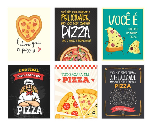 Quadro Decorativo - Pizza Kit Com 6 - Frete Grátis