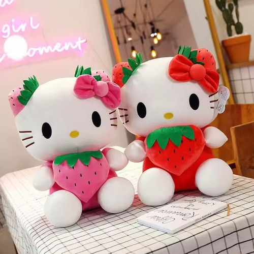 Peluche Sanrio Hello Kitty Con Fresa 22 Cm Felpa Suave 1 Pz