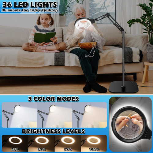 Lupa De Suelo Nzqxjxz 30 X 10 X Con Luz Y Soporte De 36 L