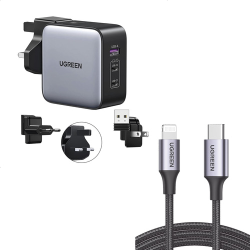 Cargador Universal 65w Ugreen + Cable Usb-c-lightning 60759