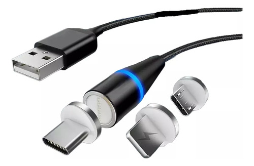 Cable Magnético Iman 3en1 Carga Rápida Usb V8 Ip Tipoc