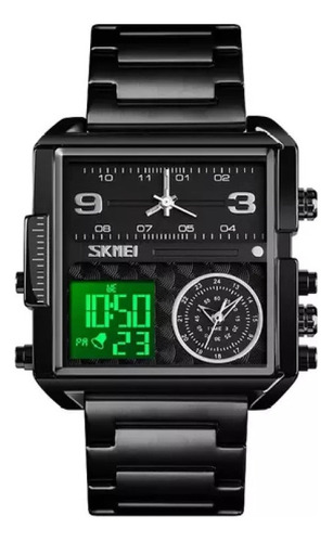 Skmei Relógio Masculino Quadrado Luxo C/ Cronógrafo E Datos