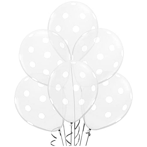 12 Transparente Y Blanco Polka Dot Globos !.