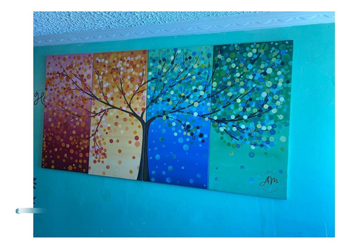 Cuadros Abstractos  Arbol De La Vida Pintado Sobre Tela 