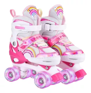 Patines De 4 Ruedas Ajustable Niño Niña Con Luz Led