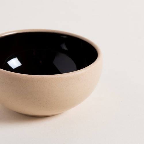 Mini Bowl Compotera Korba Negro Brilloso Con Beige De 10cm