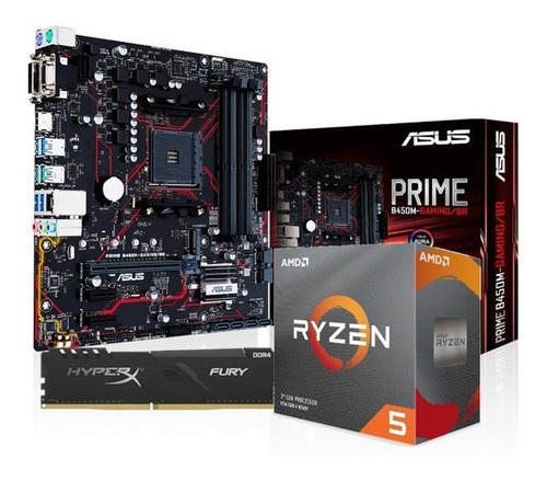 Kit Processador Amd Ryzen 5 3600 Asus B450m-g 8gb Hx Fury