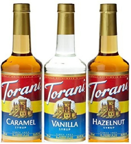 Pack Torani Syrup Sabores Caramel Vanilla Hazelnut Regalo