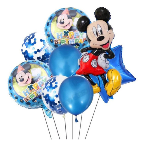 Set 8 Globos Metálicos Y Látex Mickey Mouse 