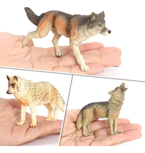 6pcs Lobo Figura Animal Selvagem Modelo Brinquedo Para Menin
