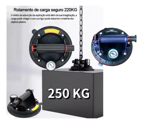 Ventosa Com Manômetro Profissional A Vácuo Segura Até 250kg