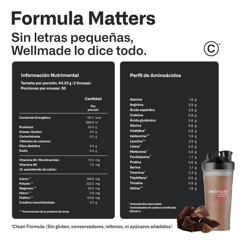 Suplemento Polvo Wellmade Proteina Whey Creatina Bcaas 1.3kg Sabor Chocolate Y Cocoa