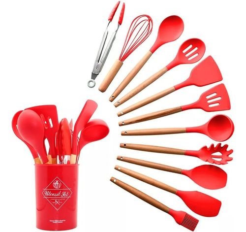 Set Utensilios De Cocina Juego De 11 Piezas Madera/silicona 