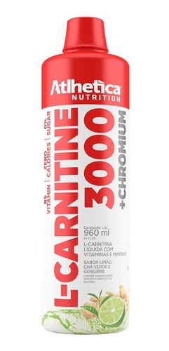 Imagem 1 de 2 de L-carnitine 3000 (960ml) - Atlhetica Nutrition Limão